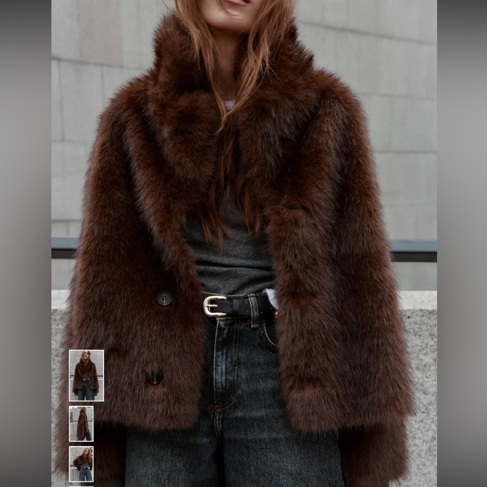 Zara reversible double faced Faux Fur Coat